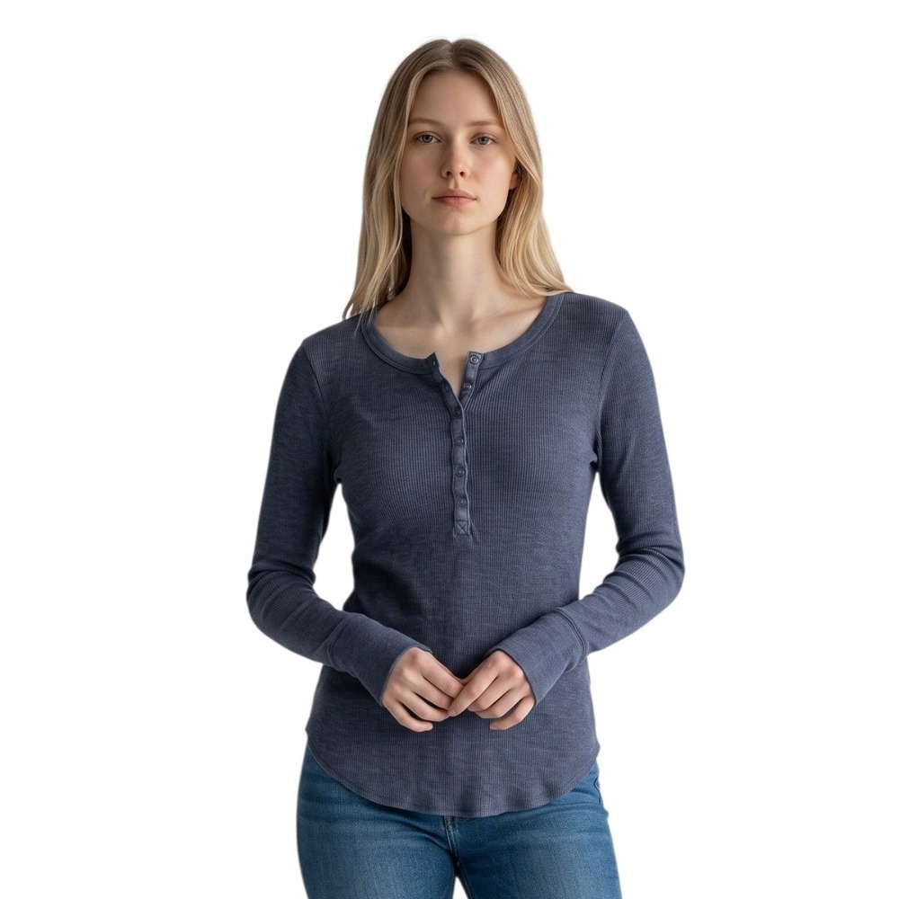 Y2k Aerie Waffle-Knit Henley Womens Medium Grungecore Indie Sleaze Academia Prep